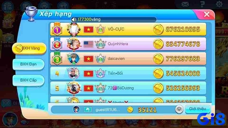 BXH tạo nên sự cạnh tranh thú vị trong tựa game bắn cá Long Vương online 3D này