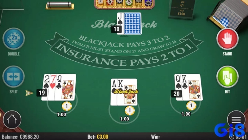 Người chơi có nhiều lựa chọn chiến lược trong cách chơi Blackjack trực tuyến cho từng ván.