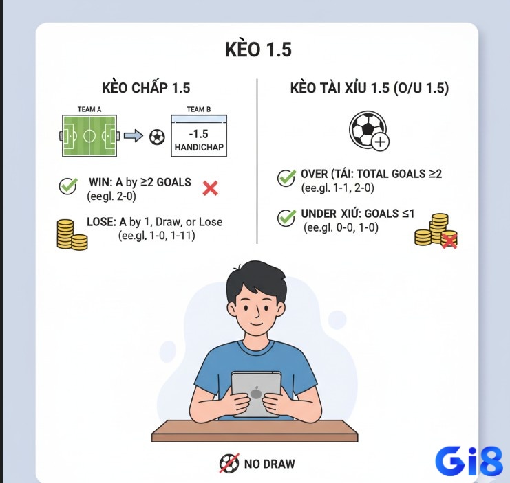 Người chơi cá cược bóng đá hiểu ý nghĩa của con số 1.5 trong kèo chấp và kèo tài xỉu