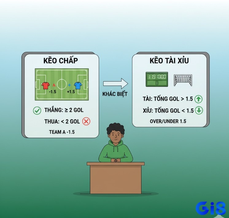 Người cá cược phân biệt ý nghĩa của kèo 1.5 trong kèo chấp và kèo tài xỉu