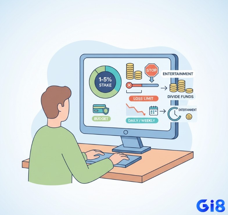 Người chơi cá cược quản lý ngân sách với máy tính, chia nhỏ vốn và đặt giới hạn thua để duy trì cuộc chơi giải trí