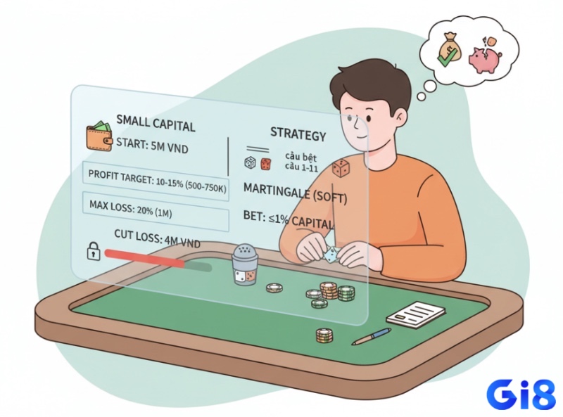 Người chơi Sic Bo lập kế hoạch quản lý vốn nhỏ, xác định mục tiêu lợi nhuận, mức thua lỗ tối đa và chiến lược cắt lỗ