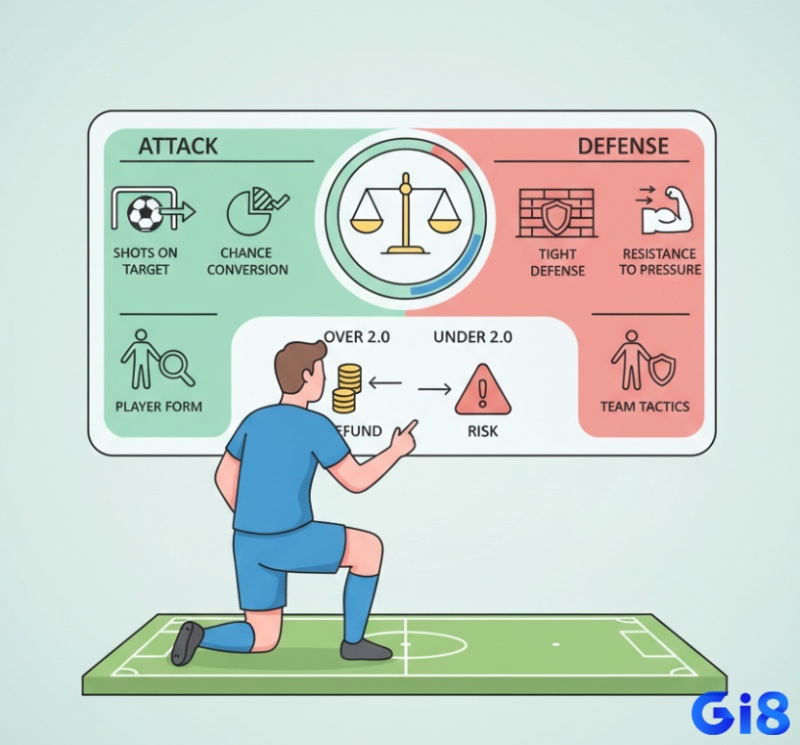 Người chơi bóng đá phân tích các chỉ số tấn công và phòng ngự để đọc kèo tài xỉu 2 trái