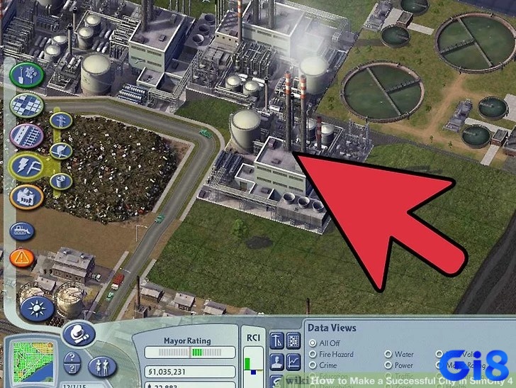 Khu công nghiệp trong SimCity được đặt tách khỏi khu dân cư để tránh ô nhiễm