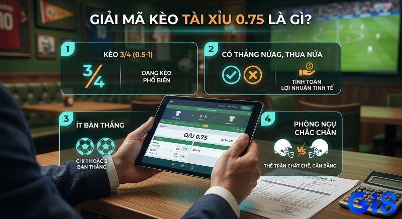 Hướng dẫn giải mã kèo Tài Xỉu 0.75 chi tiết các đặc điểm, cách tính thắng thua và ảnh hưởng tới thế trận