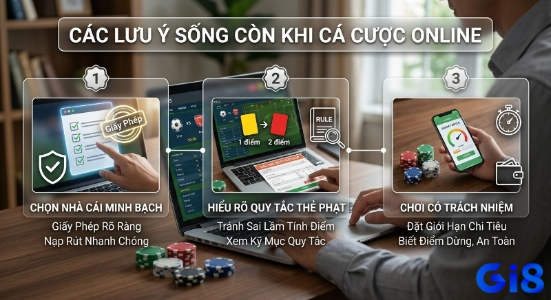Checklist 3 lưu ý sống còn khi cá cược online giúp tối ưu lợi nhuận: chọn nhà cái minh bạch, nắm rõ quy tắc thẻ phạt và chơi có trách nhiệm