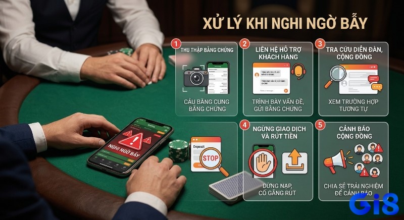 Checklist xử lý 5 cách tránh bẫy nhà cái chi tiết khi nghi ngờ bị lừa, hướng dẫn từ thu thập bằng chứng đến rút tiền và cảnh báo cộng đồng
