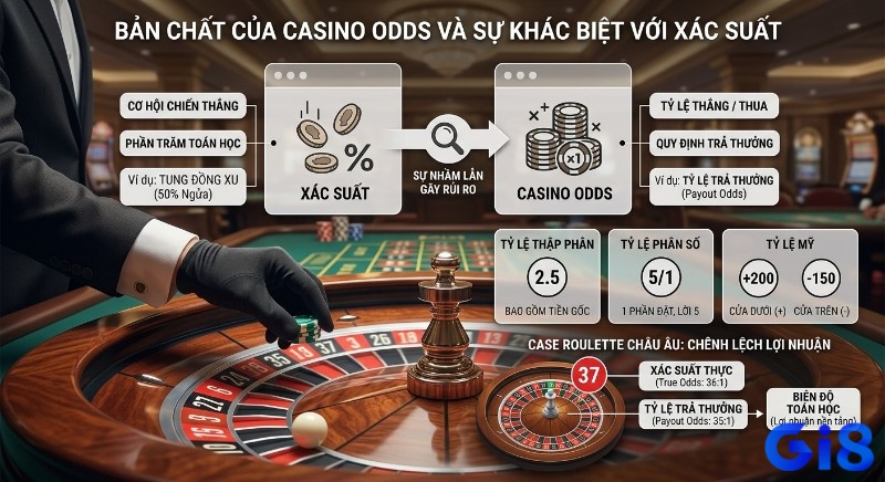 Biểu đồ phân tích bản chất casino odds là gì và xác suất, giúp hiểu các định dạng tỷ lệ cược và rủi ro từ biên độ nhà cái