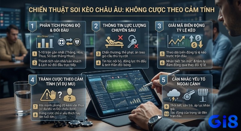 Chiến lược 5 bước soi kèo cược thể thao tỷ lệ châu Âu thực chiến, hướng dẫn phân tích phong độ, lực lượng, biến động kèo để tránh cược cảm tính