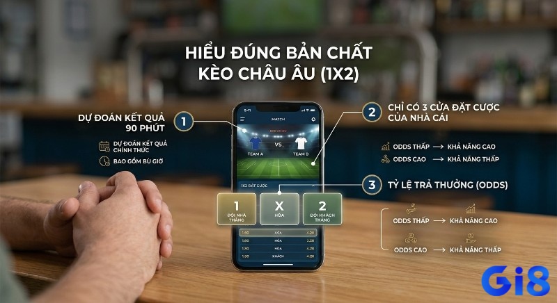Hướng dẫn hiểu bản chất kèo cược thể thao tỷ lệ châu Âu (1X2) qua 3 điểm: dự đoán 90 phút, 3 cửa cược và tỷ lệ odds