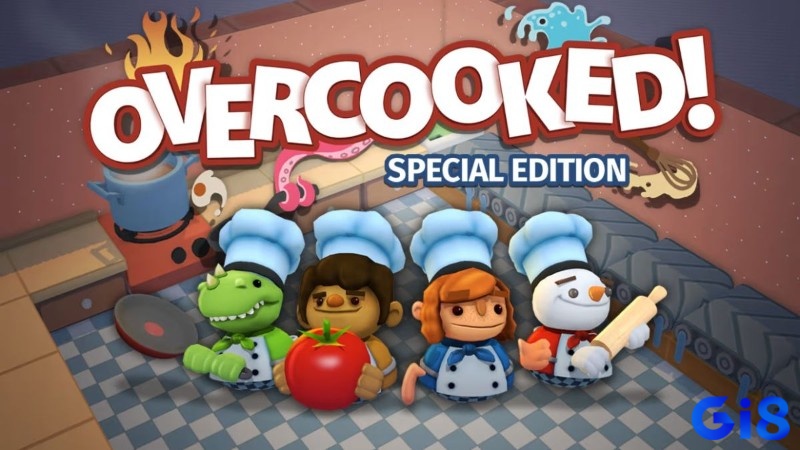 Hai đầu bếp trong Overcooked chạy liên tục giữa căn bếp nhiều chướng ngại để hoàn thành món ăn
