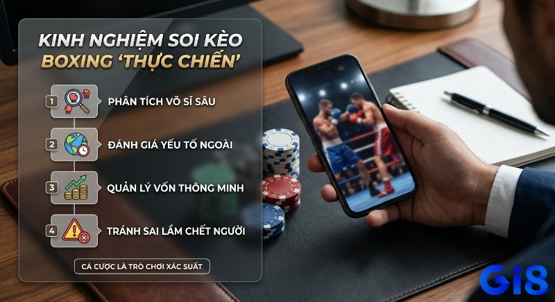 Checklist 4 bước kinh nghiệm soi kèo boxing là gì thực chiến: phân tích võ sĩ, đánh giá yếu tố ngoài, quản lý vốn, tránh sai lầm
