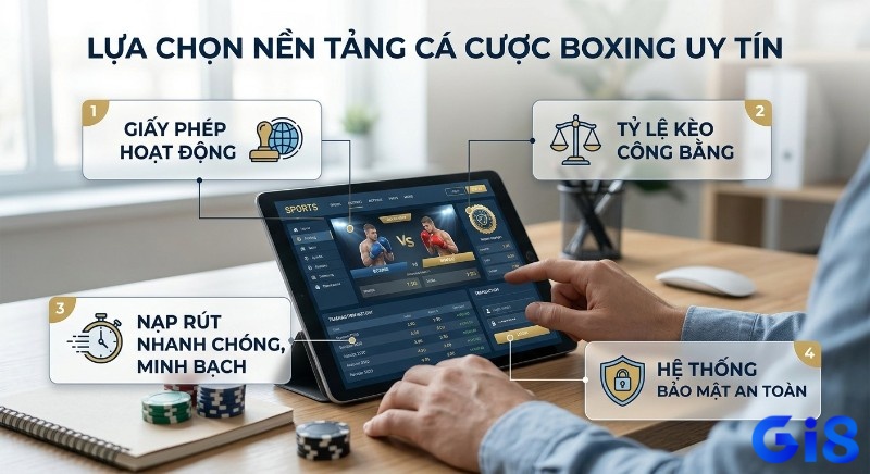 Checklist 4 tiêu chí chọn nền tảng cá cược boxing uy tín: giấy phép hoạt động, tỷ lệ kèo, nạp rút nhanh và bảo mật