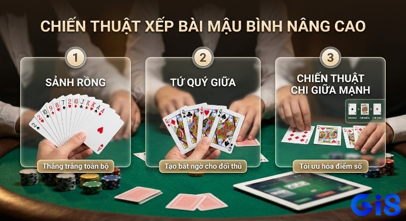 Kinh nghiệm chơi mậu binh: Tổng quan 3 chiến thuật xếp bài Mậu Binh nâng cao: Sảnh Rồng, Tứ quý giữa giúp thắng trắng, gây bất ngờ và tối ưu điểm