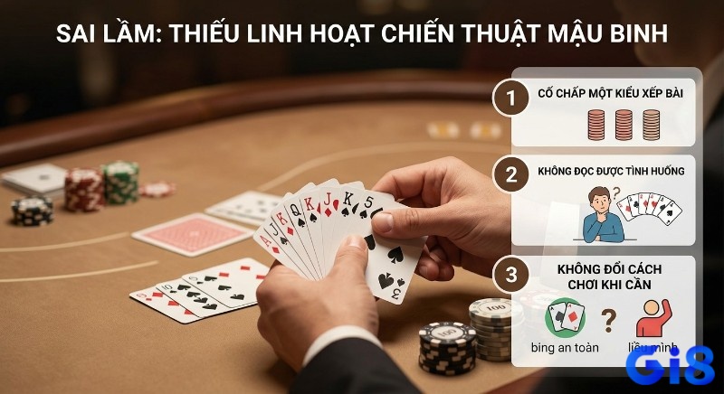 Quy trình 3 bước nhận diện sai lầm thiếu linh hoạt trong Mậu Binh: cố chấp kiểu xếp bài, không đọc tình huống và đổi cách chơi
