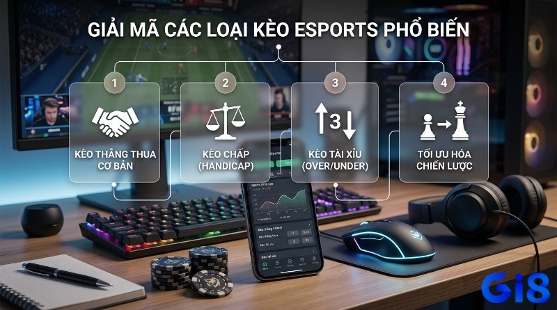 Giải mã kèo eSports phổ biến trong cách cược eSports online: thắng thua, chấp, Tài Xỉu giúp tối ưu chiến lược trên màn hình game và ứng dụng cá cược