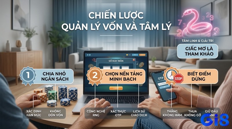 Chiến lược quản lý vốn và tâm lý khi chơi xác suất, chia nhỏ ngân sách, chọn nền tảng minh bạch RNG, biết điểm dừng, giấc mơ rắn hồng chỉ là tham khảo