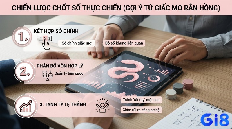 Mơ thấy rắn màu hồng đánh đề con gì? Chiến lược chốt số thực chiến,: kết hợp số, phân bổ vốn, tăng tỷ lệ thắng, hiển thị trên máy tính bảng có rắn hồng, biểu đồ, chip cược