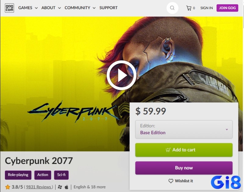 GOG cho phép lưu bộ cài offline nhưng Cyberpunk 2077 vẫn là game trả phí